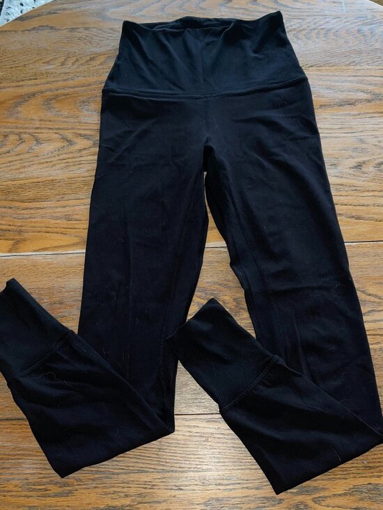 LULULEMON ribbed cuff/waist legging/4 /black LWSFSOS - Picture 1 of 7